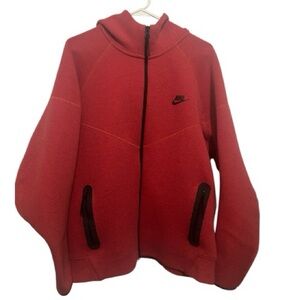Nike Men’s Full-Zip Hoodie Red Black Zip Pockets Size XL